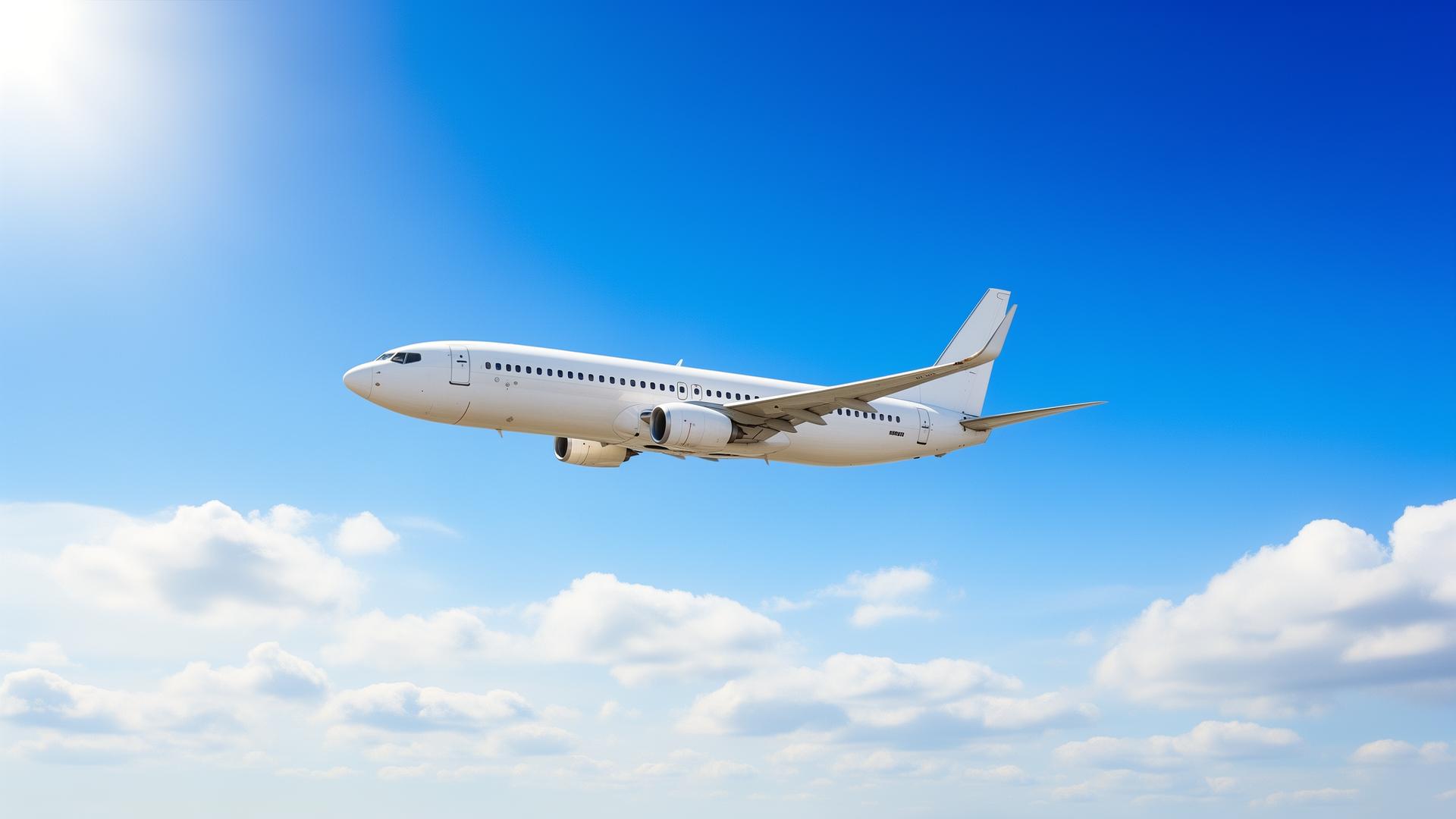 Airplane flying in blue sky